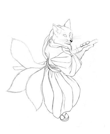 ilustración Kitsune samurai imagen 2