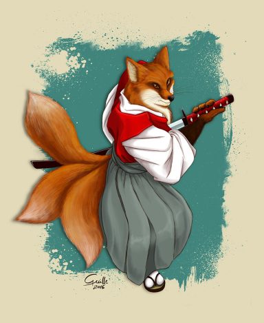 ilustración Kitsune samurai imagen 1